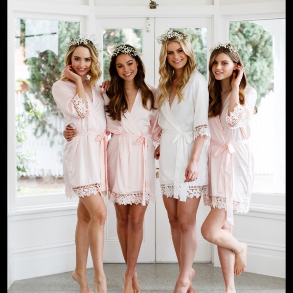 Blush lace bridesmaids robe